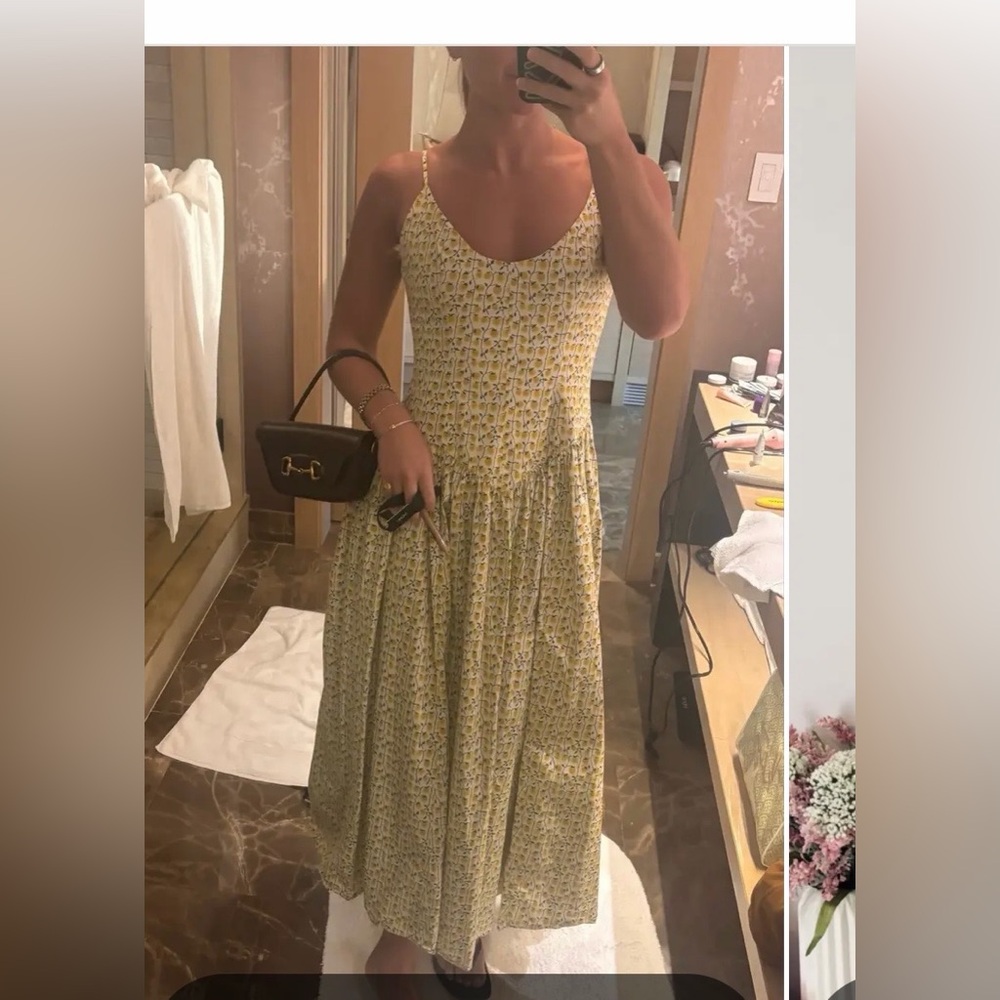 Staud Dena Yellow Lemon Print Maxi Dress - Size 10 - Picture 9 of 10